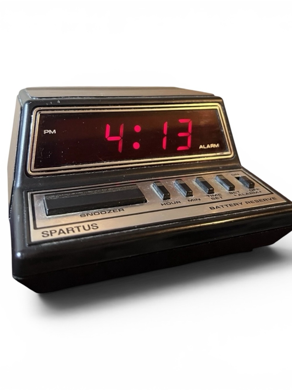 Black Digital Alarm Clock with Red LED Display
